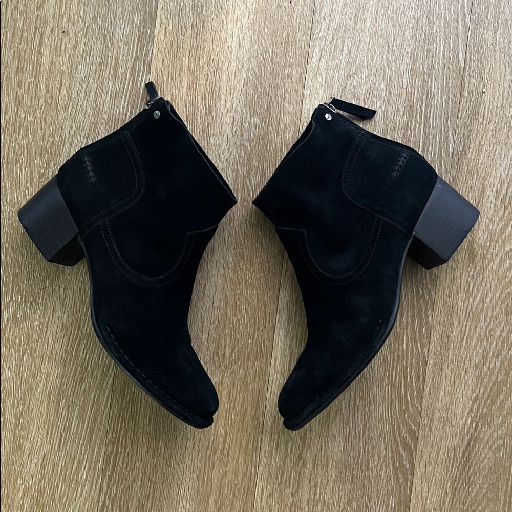 Ugg Bandara Black Suede Leather Block Heel Chelsea Boots size 9 - Picture 6 of 12